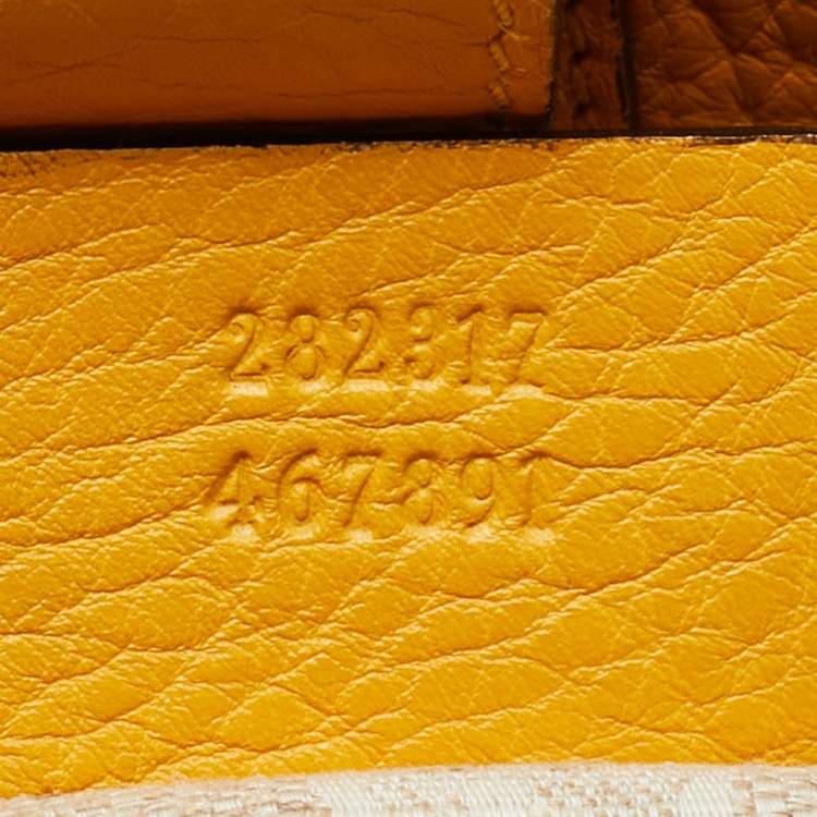 Pre Owned Gucci Bamboo Handle Mustard Leather Tote