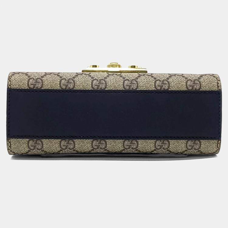 Pre Owned Gucci Black Brown Coated Canvas and Leather Supreme Shoulder Bag