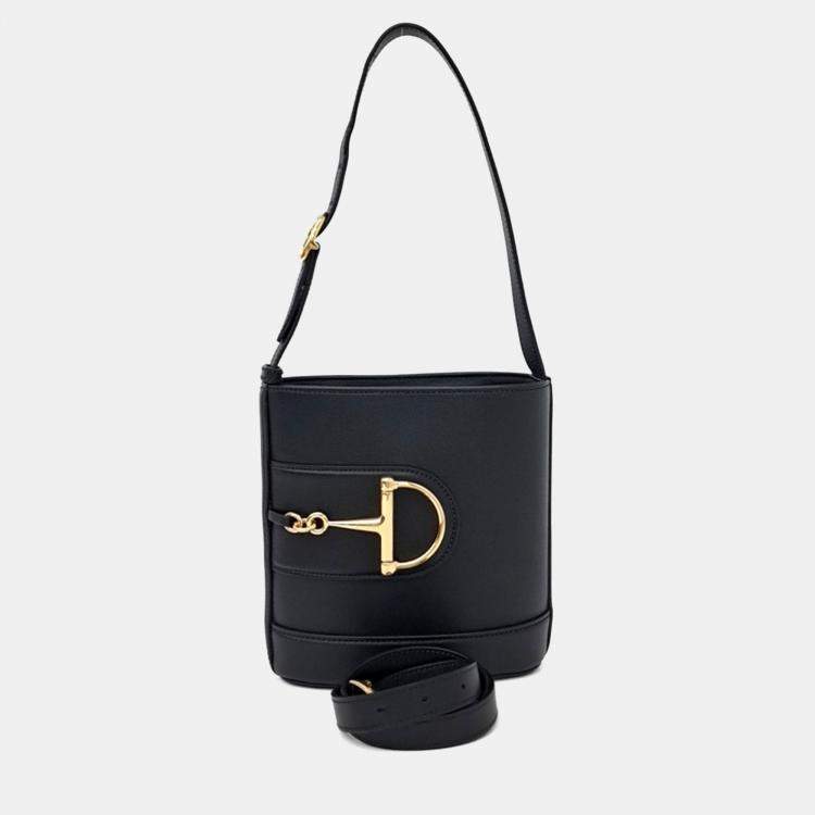 Pre Owned Gucci Black Leather 73 Small Bucket Bag