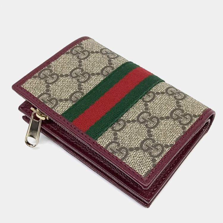 مملوكة مسبقًا Gucci Beige Red PVC Ophidia Bifold Wallet