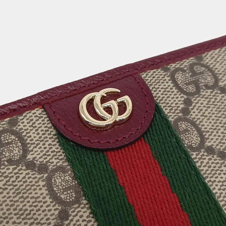 مملوكة مسبقًا Gucci Beige Red PVC Ophidia Bifold Wallet