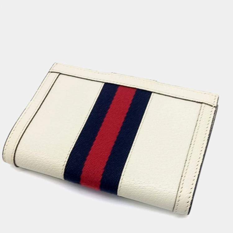 Pre Owned Gucci Cream Leather Ophidia Passport Wallet