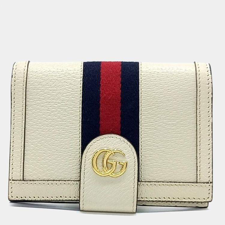 Pre Owned Gucci Cream Leather Ophidia Passport Wallet