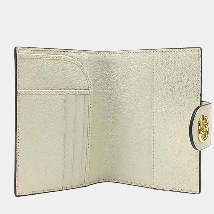 Pre Owned Gucci Cream Leather Ophidia Passport Wallet