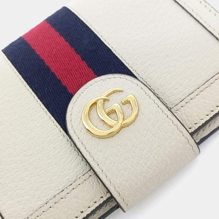 Pre Owned Gucci Cream Leather Ophidia Passport Wallet