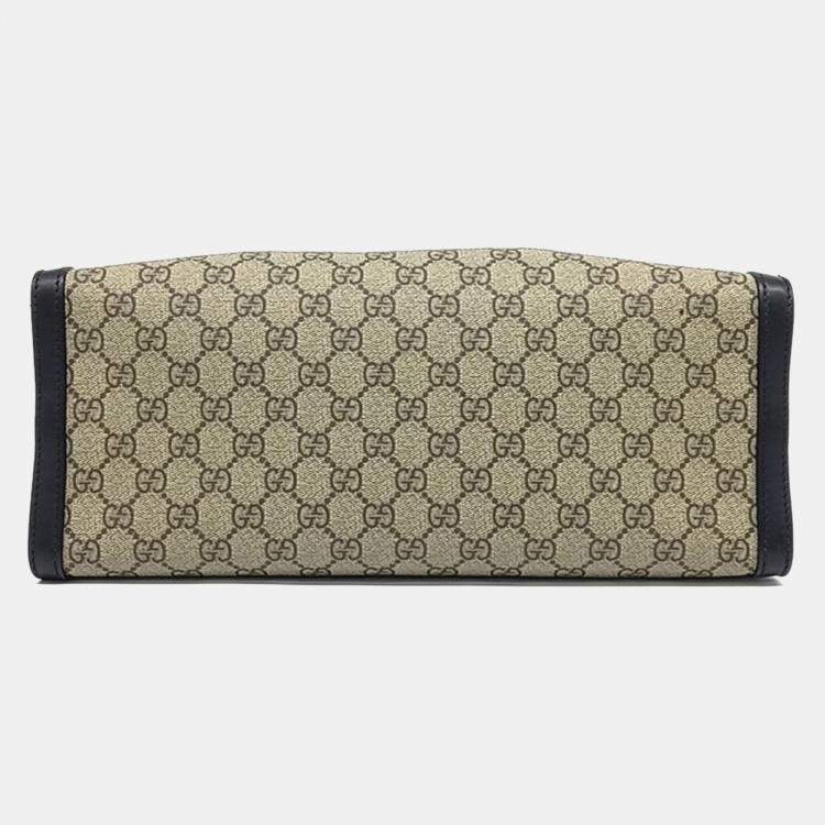 مملوكة مسبقًا Gucci Beige Black PVC Supreme Padlock Shoulder Bag