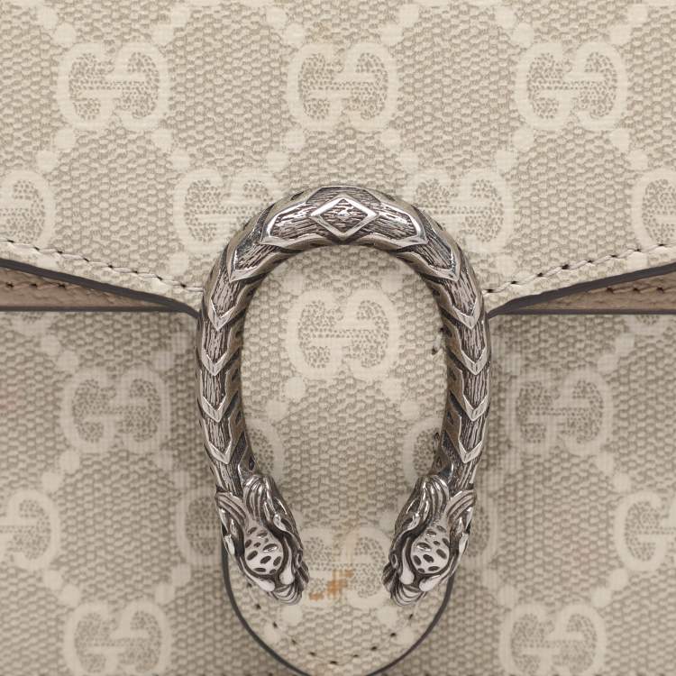 Pre Owned Gucci Dionysus Mini Beige GG Supreme Canvas Top Handle Bag