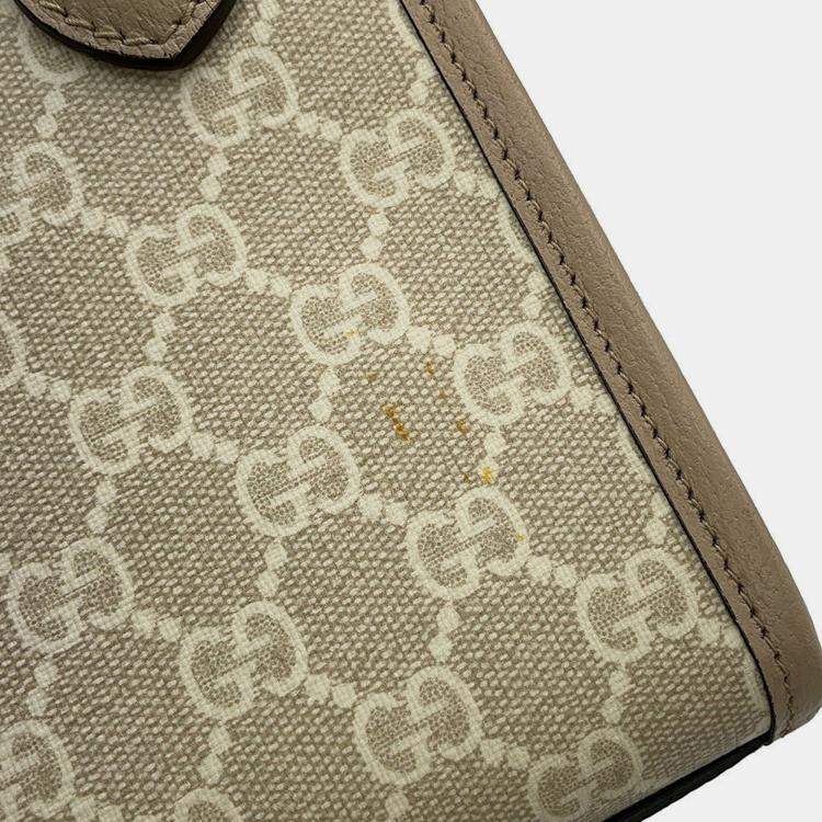 Pre Owned Gucci Interlocking G Gg Supreme 2-Way Mini Tote Beige Leather Pvc