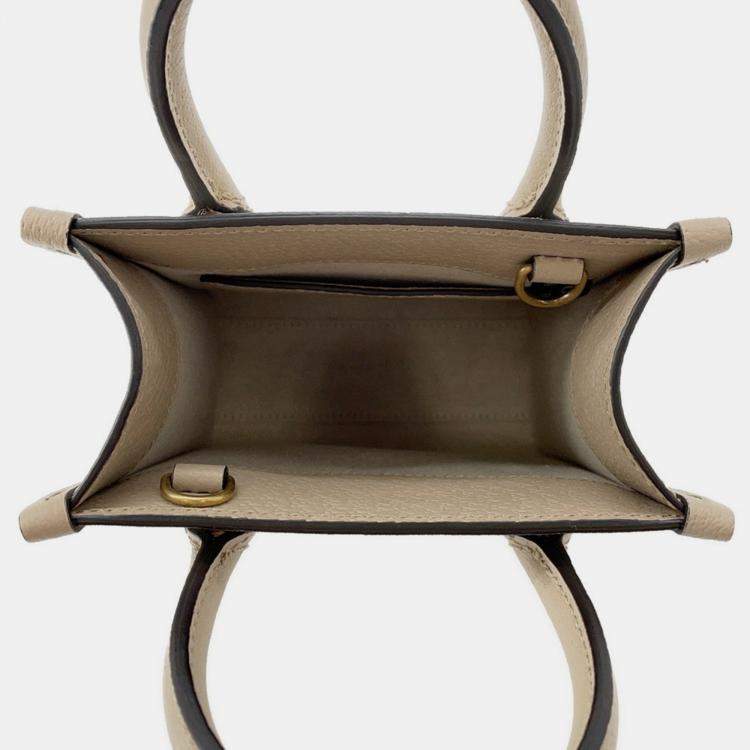 Pre Owned Gucci Interlocking G Gg Supreme 2-Way Mini Tote Beige Leather Pvc