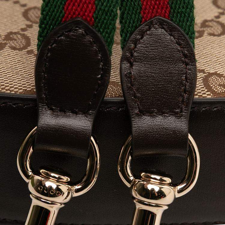 Pre Owned Gucci Brown Gucci Mini GG Supreme Moon Side Web Shoulder Bag