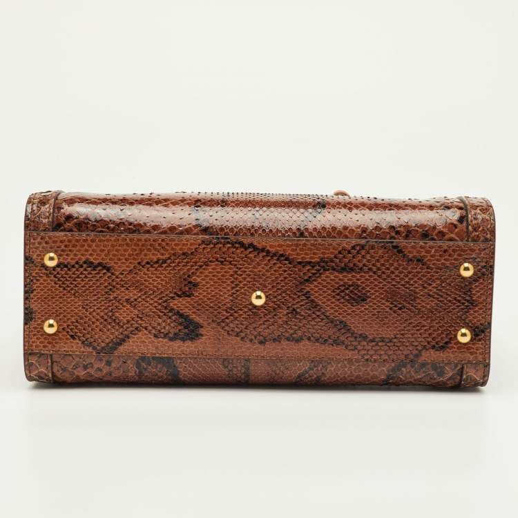 مملوكة مسبقًا Gucci Diana Small Brown Python Bamboo Tote