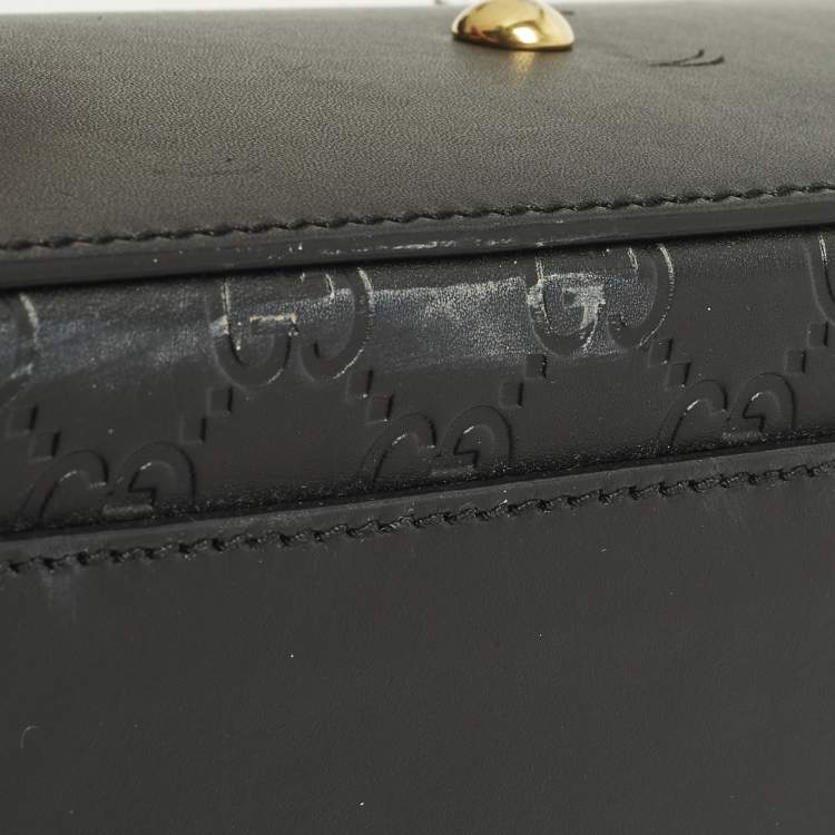 Pre Owned حقيبة يد علوية جلد غوتشيسما سوداء صغيرة قفل غوتشي