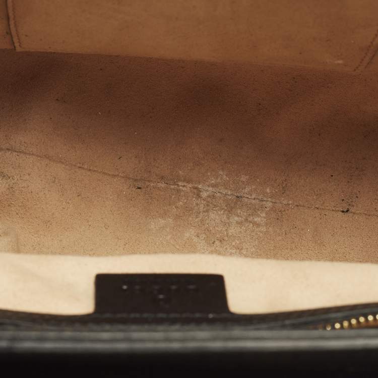 Pre Owned حقيبة يد علوية جلد غوتشيسما سوداء صغيرة قفل غوتشي