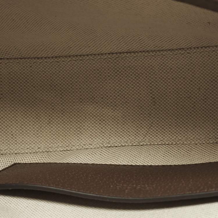 Pre Owned Gucci Horsebit 1955 Mini Brown GG Jumbo Canvas and Leather Crossbody Bag