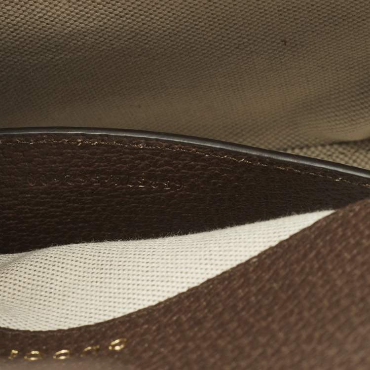 Pre Owned Gucci Horsebit 1955 Mini Brown GG Jumbo Canvas and Leather Crossbody Bag