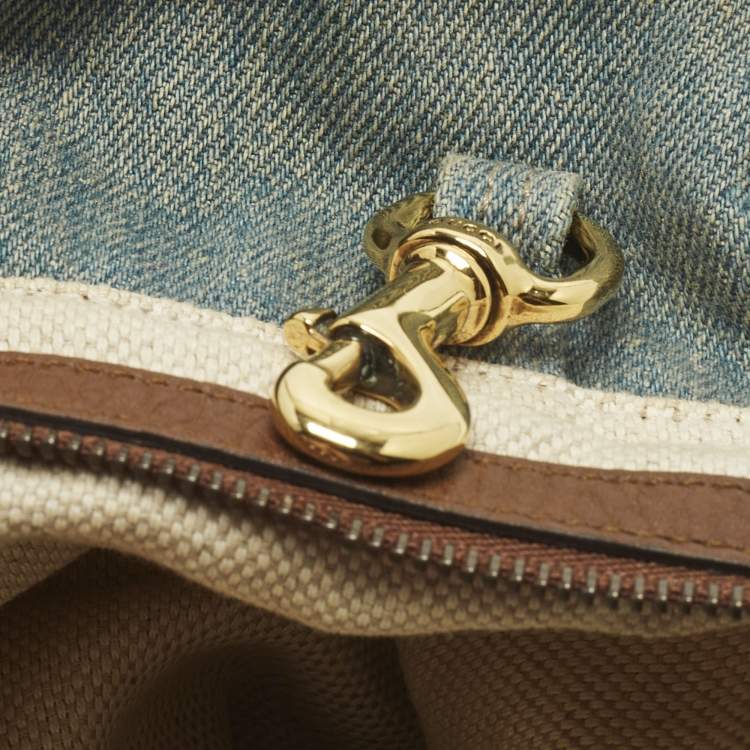 Pre Owned Gucci Soho Chain Medium Blue Denim Shoulder Bag