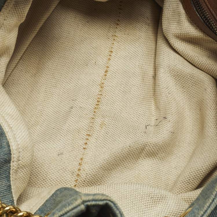 Pre Owned Gucci Soho Chain Medium Blue Denim Shoulder Bag