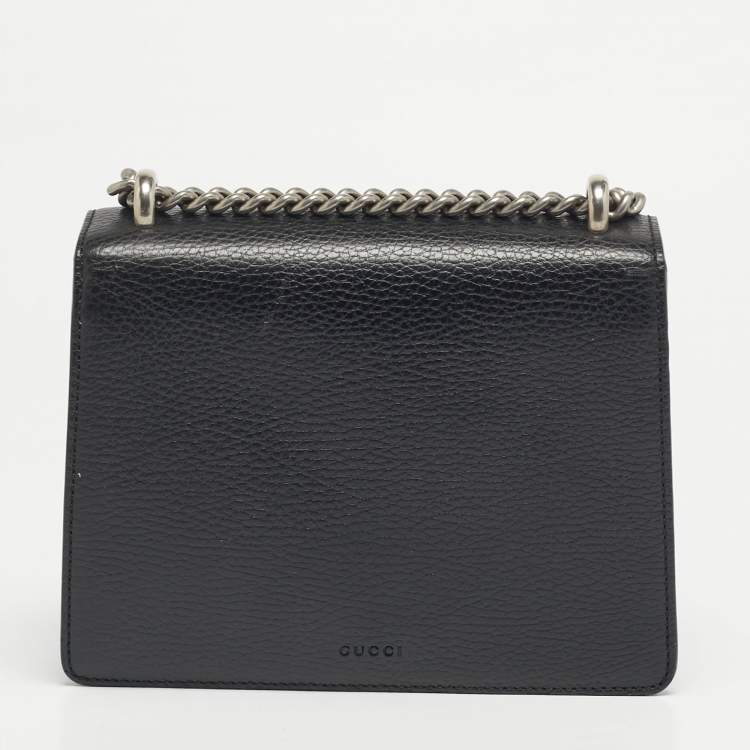 Pre Owned Gucci Crystal Dionysus Small Black Leather Shoulder Bag