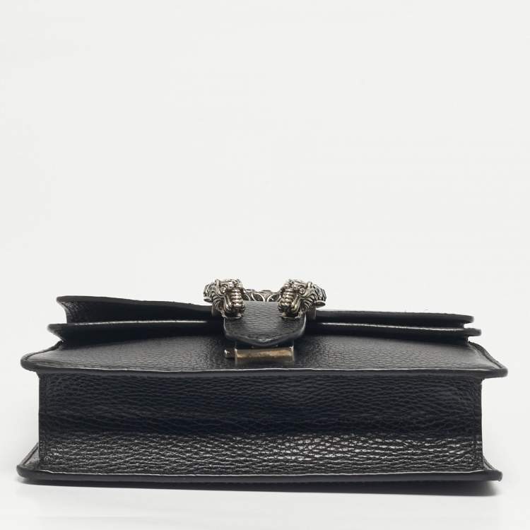 Pre Owned Gucci Crystal Dionysus Small Black Leather Shoulder Bag