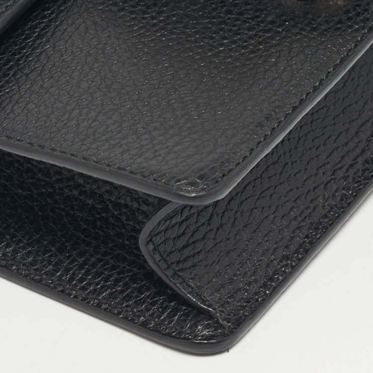 Pre Owned Gucci Crystal Dionysus Small Black Leather Shoulder Bag