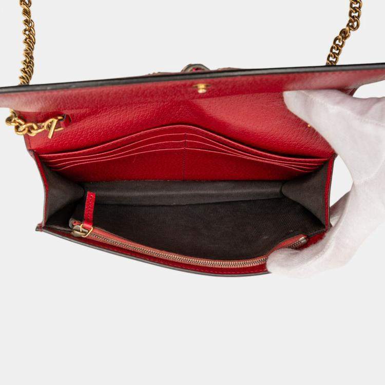 Pre Owned Gucci Brown GG Supreme Queen Margaret Wallet on Chain