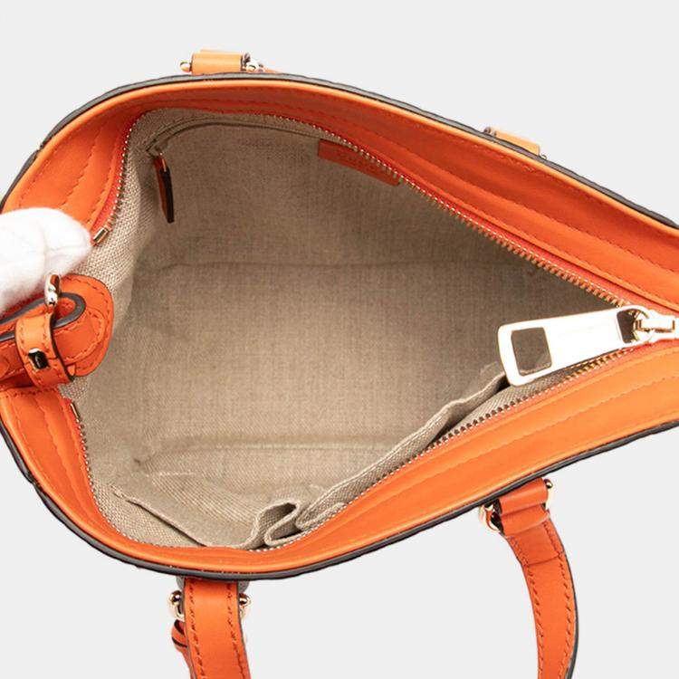 Pre Owned Gucci Orange Small Microguccissima Bree Satchel