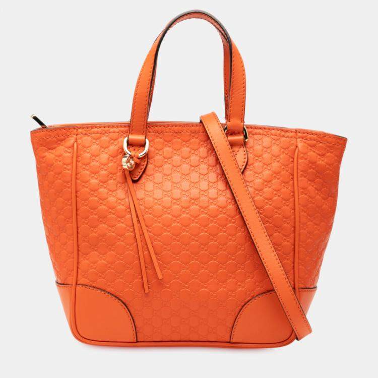 Pre Owned Gucci Orange Small Microguccissima Bree Satchel