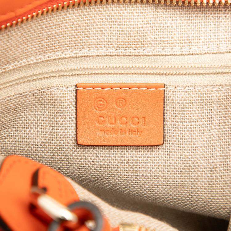 Pre Owned Gucci Orange Small Microguccissima Bree Satchel