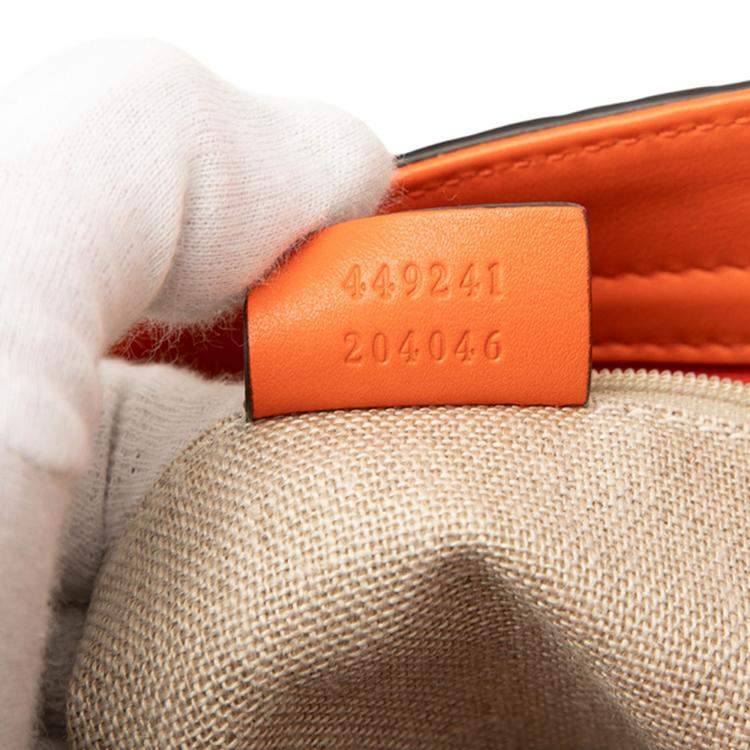 Pre Owned Gucci Orange Small Microguccissima Bree Satchel