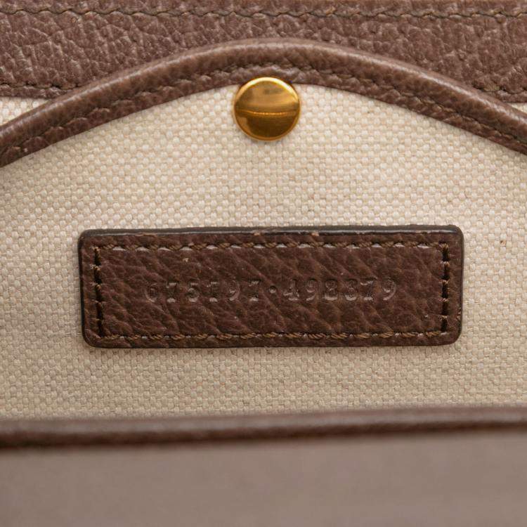 Pre Owned Gucci Brown Small Jumbo GG Canvas Bamboo 1947 Top Handle Bag