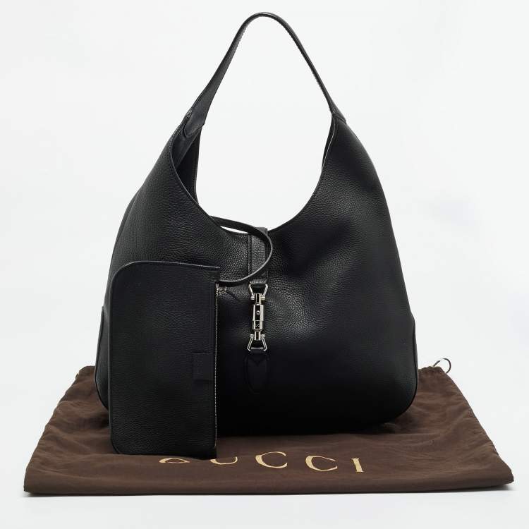 Pre Owned Gucci Soft Jackie Black Leather Hobo