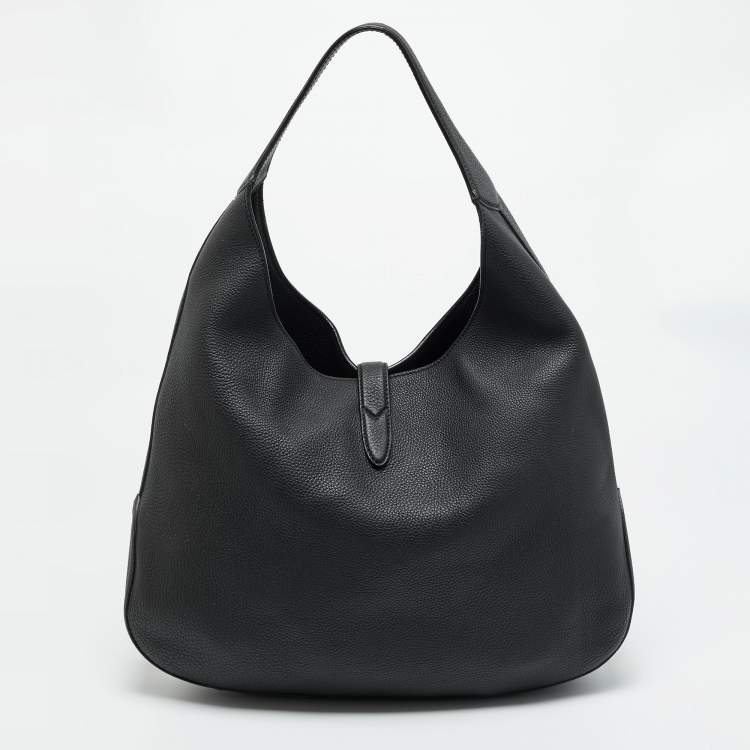 Pre Owned Gucci Soft Jackie Black Leather Hobo