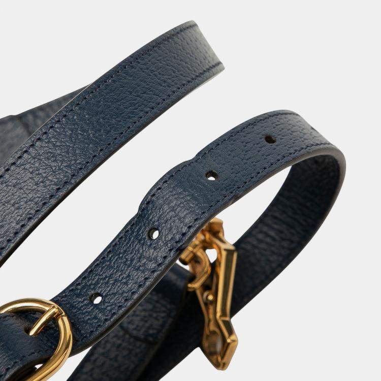 Pre Owned Gucci Blue 100th Anniversary Medium GG Coated Canvas Kaleidoscope 1947 Bamboo Top Handle Bag