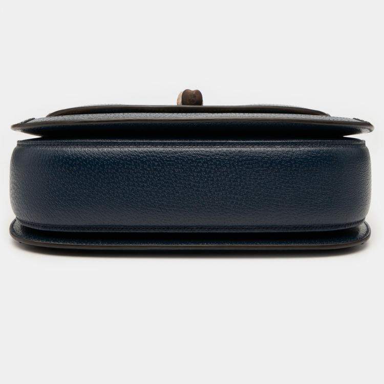 Pre Owned Gucci Blue 100th Anniversary Medium GG Coated Canvas Kaleidoscope 1947 Bamboo Top Handle Bag