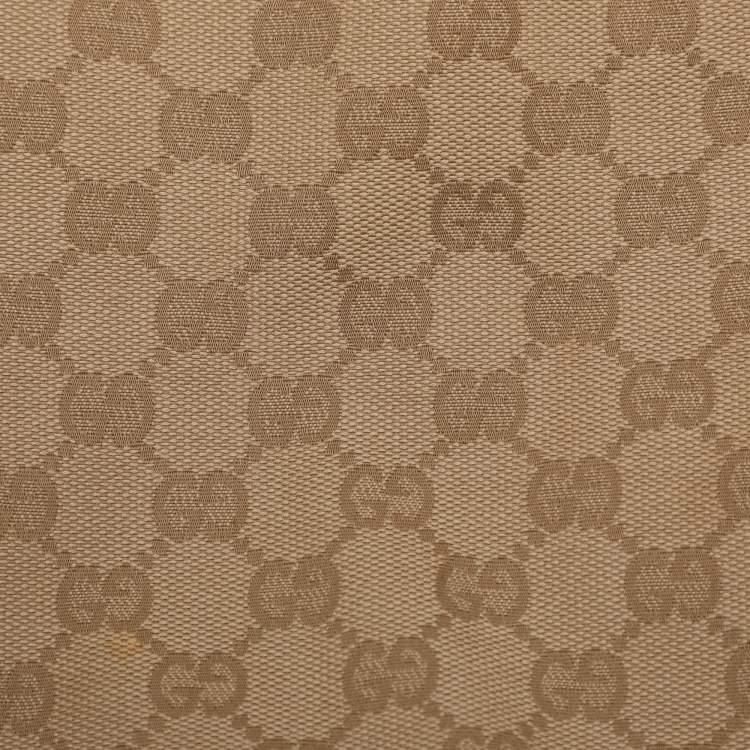 Pre Owned Gucci Abbey Medium Beige/Metallic GG Canvas and Leather Hobo