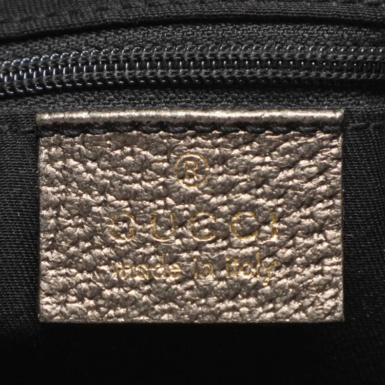 Pre Owned Gucci Abbey Medium Beige/Metallic GG Canvas and Leather Hobo