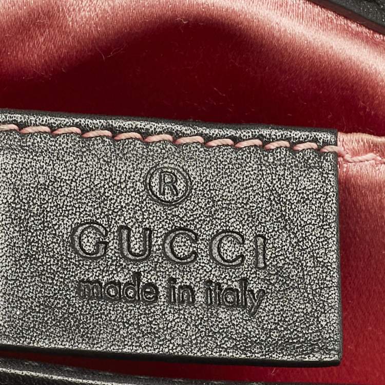 Pre Owned Gucci GG Marmont Flap Mini Black Matelassé Velvet Shoulder Bag