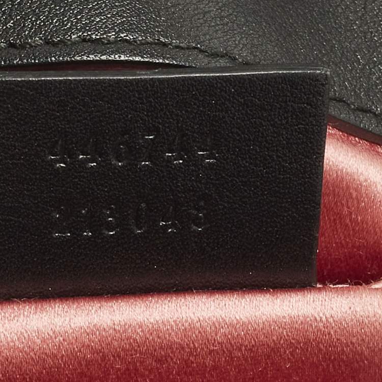 Pre Owned Gucci GG Marmont Flap Mini Black Matelassé Velvet Shoulder Bag