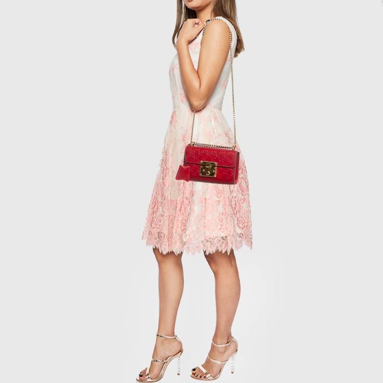 Pre Owned Gucci Padlock Small Red Guccissima Leather Shoulder Bag