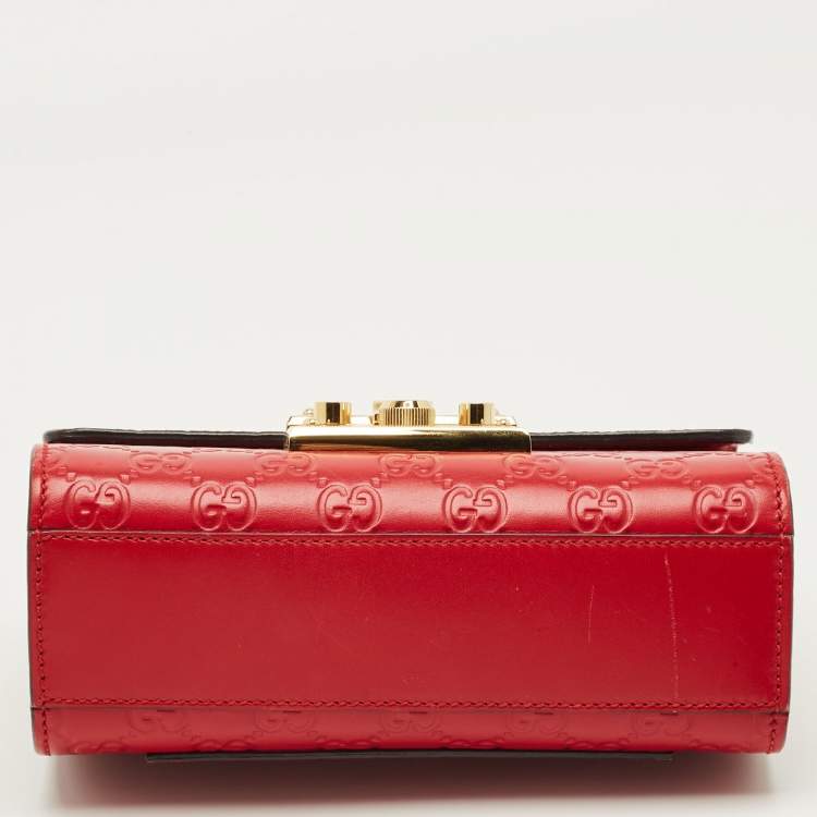 Pre Owned Gucci Padlock Small Red Guccissima Leather Shoulder Bag