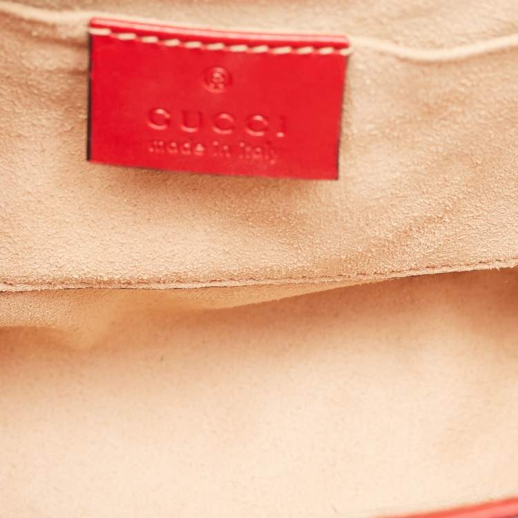 Pre Owned Gucci Padlock Small Red Guccissima Leather Shoulder Bag