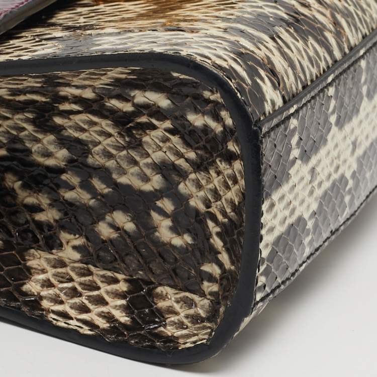 Pre Owned Gucci Padlock Small Snakeskin Purple/Beige Shoulder Bag