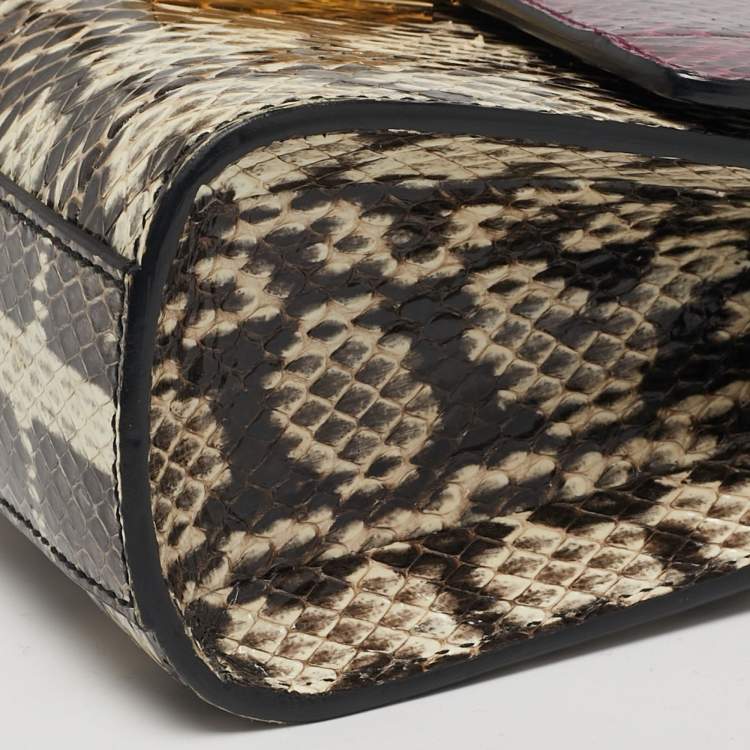 Pre Owned Gucci Padlock Small Snakeskin Purple/Beige Shoulder Bag