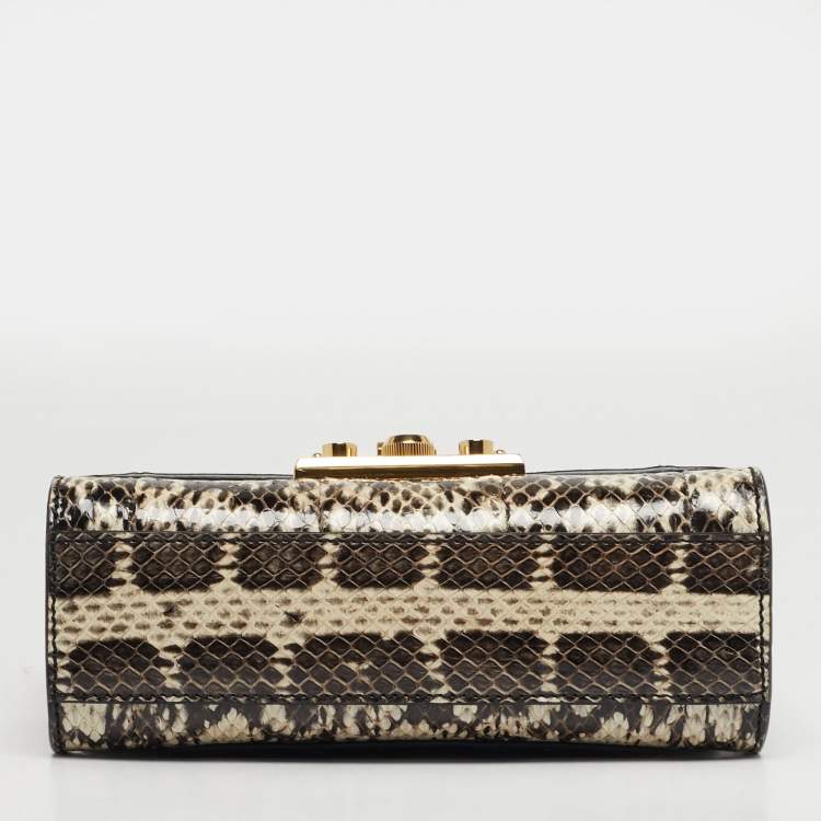 Pre Owned Gucci Padlock Small Snakeskin Purple/Beige Shoulder Bag