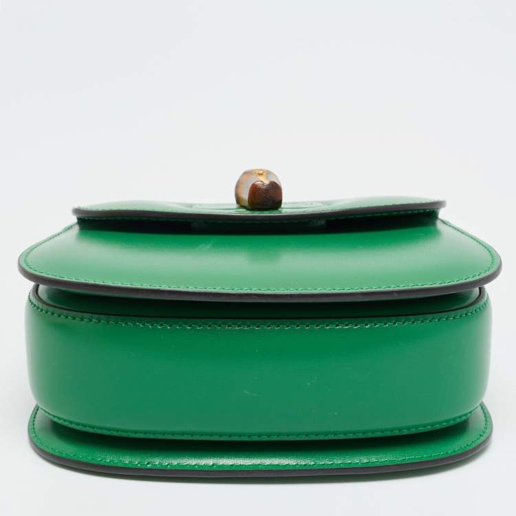 مملوكة مسبقًا Gucci 1947 Bamboo Mini Green Leather Top Handle Bag