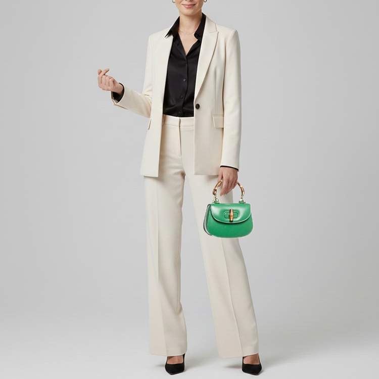 مملوكة مسبقًا Gucci 1947 Bamboo Mini Green Leather Top Handle Bag