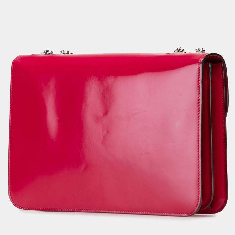 Pre Owned Gucci Red Medium Patent Dollar Interlocking G Crossbody