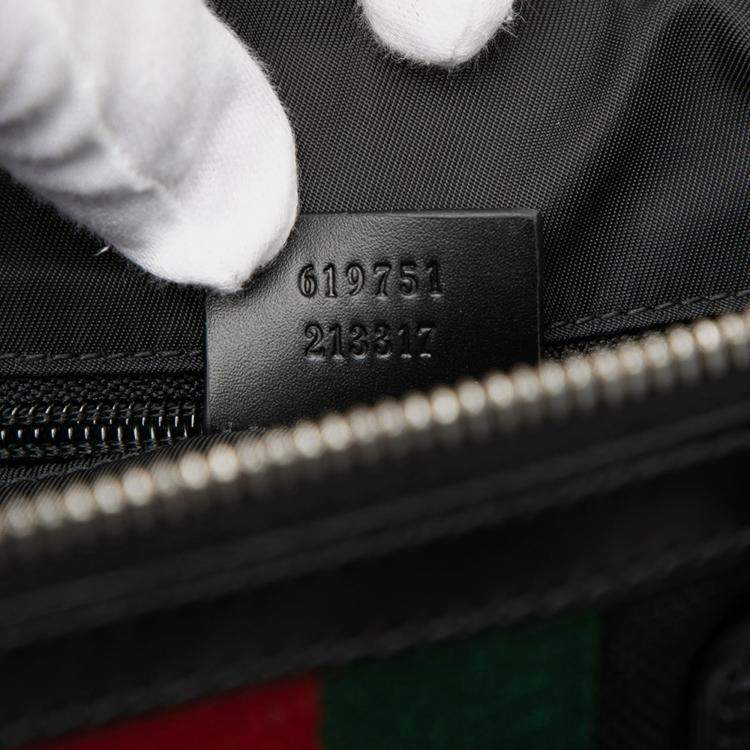 Pre Owned Gucci Black Canvas Techno Web Vertical Zip Tote