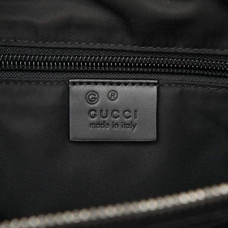 Pre Owned Gucci Black Canvas Techno Web Vertical Zip Tote