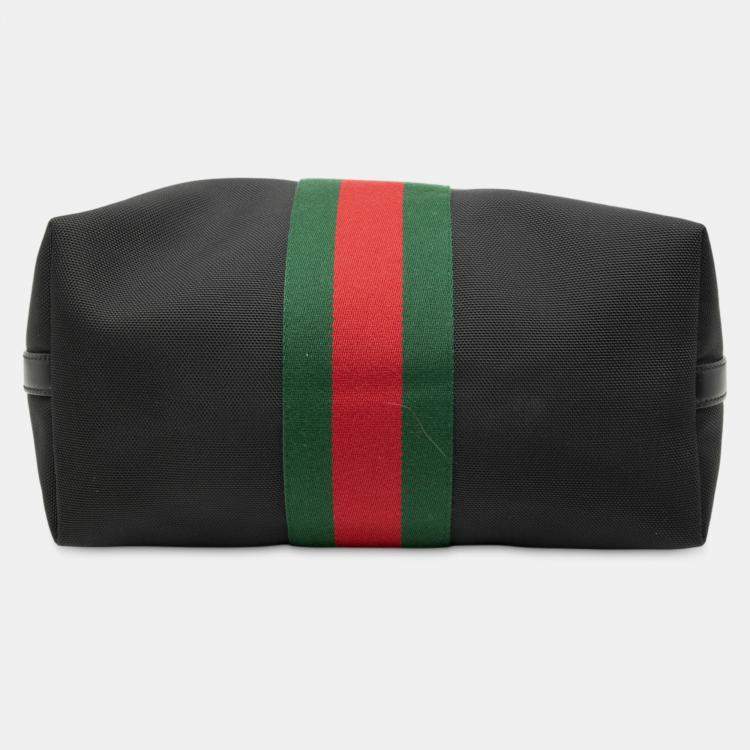 Pre Owned Gucci Black Canvas Techno Web Vertical Zip Tote